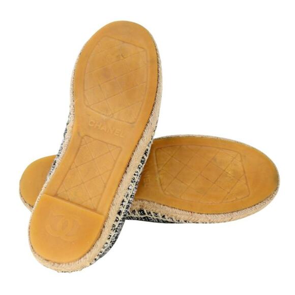 Chanel Espadrille 38 Tweed Leather Cap Toe CC Flats CC-S0207P-C009 - Picture 10 of 11